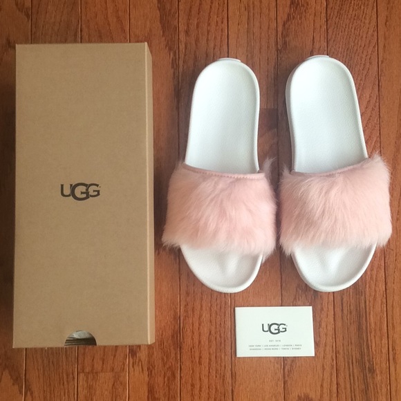 UGG Shoes - 🆕 Authentic UGG fluffy slides light pink- size 8
